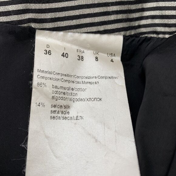 Hugo Boss Skirt Size 4 Mini Gray Black Stripped Pleated Y2K silk cotton blend - Picture 8 of 15